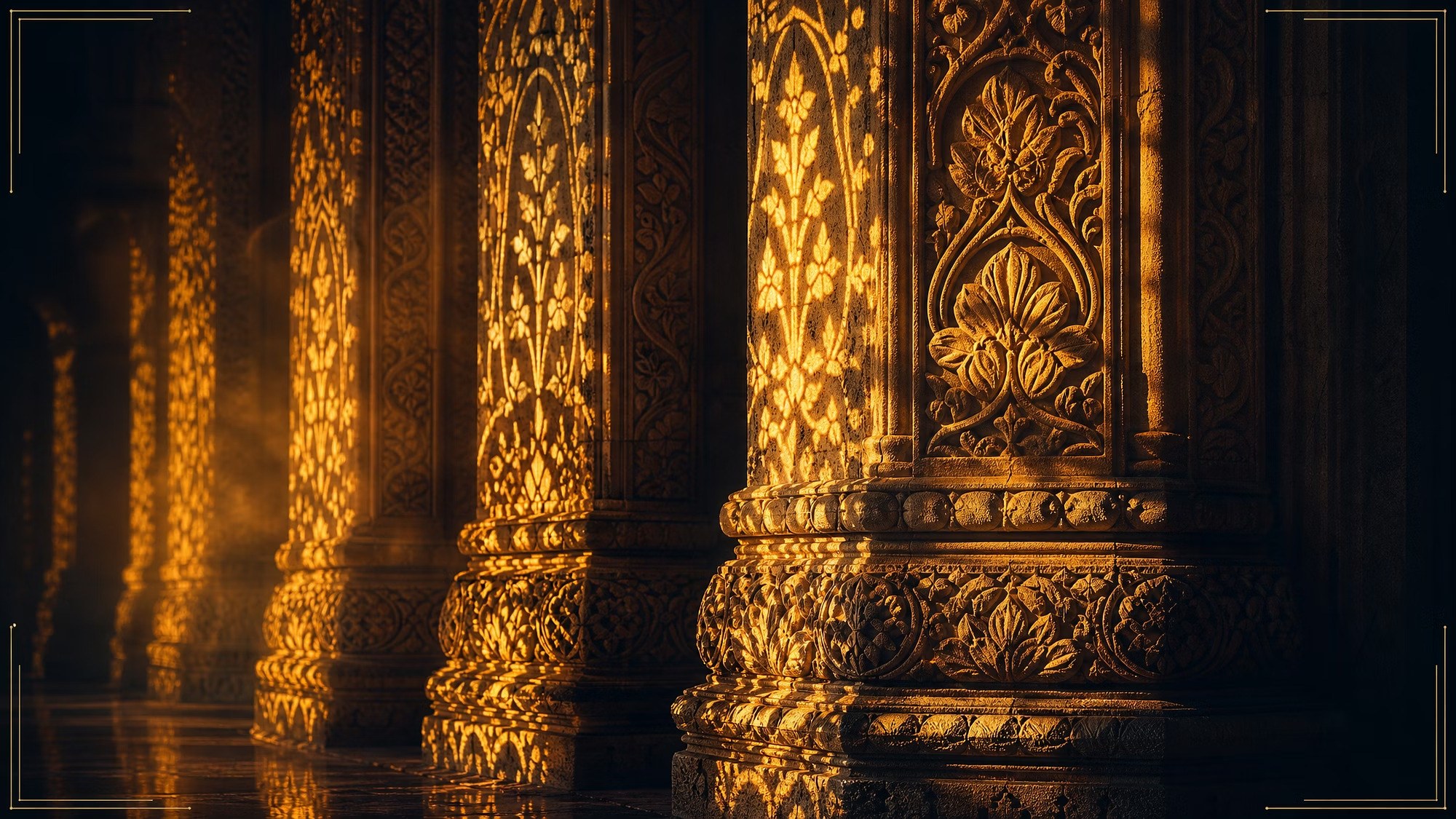 Golden architectural projection detail
